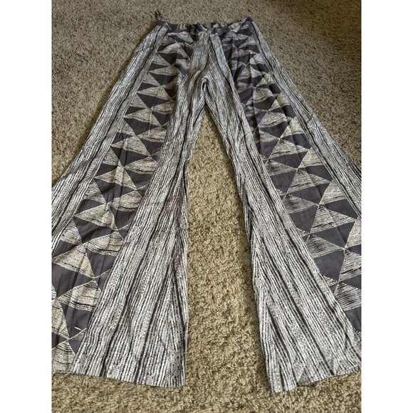 EARTHBOUND Geometric Pants Flare Bell Bottom Elastic Waist Boho Festival 28x29 M - Picture 4 of 14